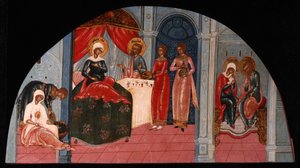 A Natividade da Virgem, meados do século XIX. de Anonymous Russian icon painter