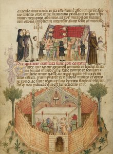 A transladação dos corpos de Aimo e Vermondo; o povo de Milão rezando no altar onde estão enterrados Aimo e Vermondo