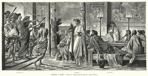 Banquete de Agaton, Grécia Antiga, de acordo com Platão (litho) de Anselm Feuerbach
