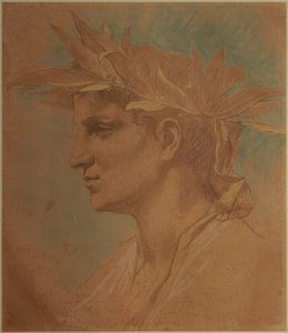 Cabeça de macho com coroa de louros de Anselm Feuerbach
