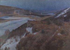 Noite de Walpurgis em Bergslagen, Grangärde em Dalarna, 1896 de Anshelm Leonard Schultzberg