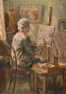 Artista a trabalhar no estúdio do Cor Visser, Ipswich