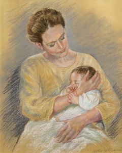 Vanessa Macdonald-Haig com o neto Toby, 2000 (pastel)