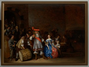 Cena da sala de guarda (óleo sobre painel) de Anthonie (1601 73) Palamedesz