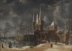 O Luttekepoort em Harderwijk no inverno de Anthonie Beerstraaten
