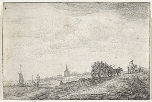 Linha costeira com cavalo e carroça
Paisagens com edifícios (título da série) de Anthonie Waterloo