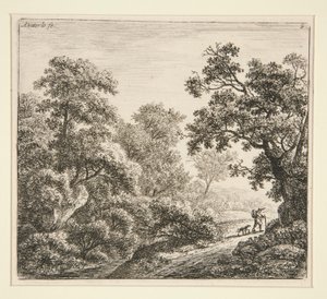 Paisagem (O viajante e o seu cão) de Anthonie Waterloo