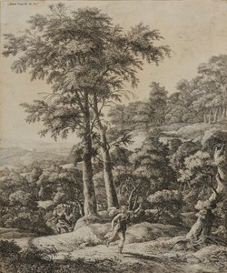 Paisagem com Caça (gravura) de Anthonie Waterloo