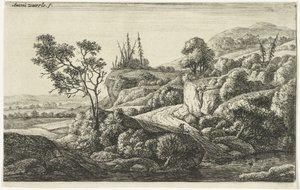 Caminho por um córrego Várias paisagens (título da série) de Anthonie Waterloo