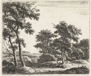 Pastores descansando debaixo de uma árvore Paisagens com árvores (título da série) de Anthonie Waterloo