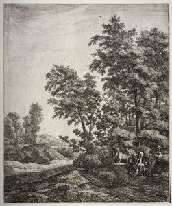 Seis grandes paisagens verticais com cenas das Metamorfoses de Ovídio: Mercúrio e Argus de Anthonie Waterloo