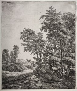 Seis grandes paisagens verticais com cenas das Metamorfoses de Ovídio: Mercúrio e Argus de Anthonie Waterloo