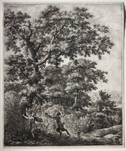 Seis grandes paisagens verticais com cenas das Metamorfoses de Ovídio: Pan e Syrinx de Anthonie Waterloo