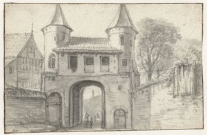 Portão da cidade em Hamburgo (?), visto de dentro de Anthonie Waterloo