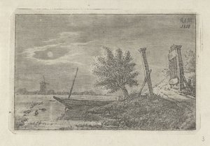 Paisagem com barco e portão aberto de Anthonie Willem Hendrik Nolthenius de Man