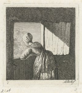 Mulher encostada a uma porta inferior de Anthonie Willem Hendrik Nolthenius de Man