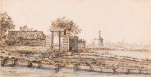 Uma quinta junto à água perto de uma aldeia de Anthonie van Borssom