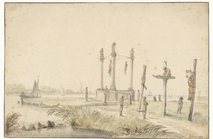 Campo de galos na borda do Volewijk de Anthonie van Borssom