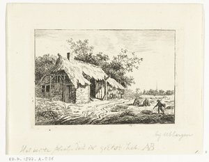 Fazendeiro de feno para uma fazenda perto de Ubbegen de Anthonie van den Bos