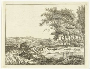 Carrinho em uma estrada rural perto das dunas de Anthonie van den Bos