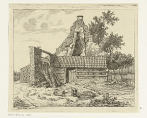 Cortador de junco para a ruína da casa Snaatburg em Maarssen de Anthonie van den Bos