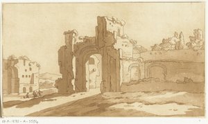 Ruínas do Grande Salão dos Banhos de Caracalla, Roma de Anthonie van den Bos