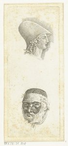 Folha de estudo com duas cabeças de Anthonie van den Bos