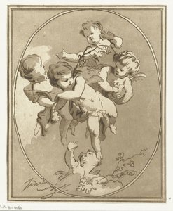 Cinco putti com ramos de flores