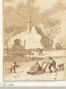 Paisagem de Inverno com entretenimento no gelo de Anthonie van den Bos