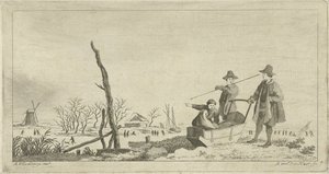 Figuras em um trenó em uma paisagem de inverno de Anthonij van der Haer