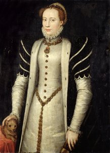 Retrato de uma nobre com um filhote de cachorro, 1555 (óleo sobre painel de carvalho)