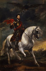 Retrato equestre do imperador Carlos V, c. 1620 de Anthony van Dyck