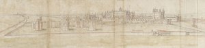 Hampton Court Palace do Norte (caneta e tinta marrom e aquarela sobre indicações fracas em giz preto) de Anthonis van den Wyngaerde