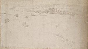 Panorama de Londres como visto de Southwark: Greenwich, 1554 de Anthonis van den Wyngaerde