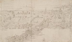 Panorama de Londres visto de Southwark: London Bridge, 1554 de Anthonis van den Wyngaerde