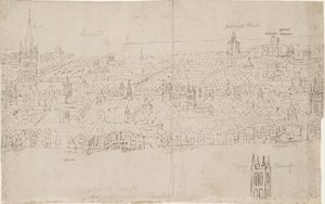 Panorama de Londres visto de Southwark: Catedral de São Paulo, 1554