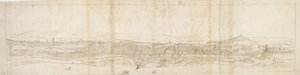 Vista panorâmica de Roma de Monte Mario, Castel S. Angelo em primeiro plano, década de 1550