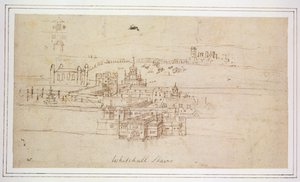 Whitehall Escadas, c.1544 (caneta e tinta no papel) de Anthonis van den Wyngaerde