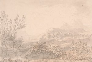 Estuário com Castelo e aldeia de Anthony Devis