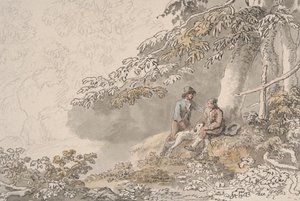Dois Rapazes e um Cão numa Madeira de Anthony Devis