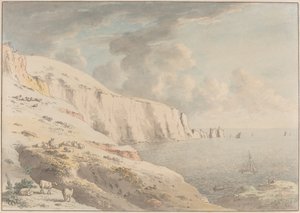 Vista das agulhas e falésias brancas tiradas de Alum Bay, Ilha de Wight de Anthony Devis