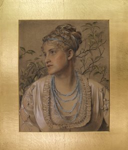 Mary Sandys (1845-1920), c.1871-73 (giz colorido sobre papel amarelo) de Anthony Frederick Augustus Sandys