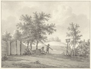 Paisagem dunar com dois respigadores