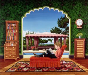 Boy Reading, 1983 (acrílico a bordo) de Anthony Southcombe