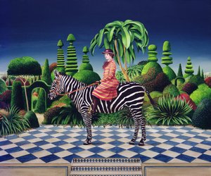 Senhora sobre uma Zebra