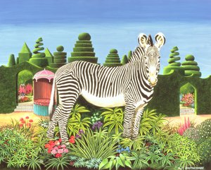 Zebra em um jardim, 1977 (acrílico a bordo)