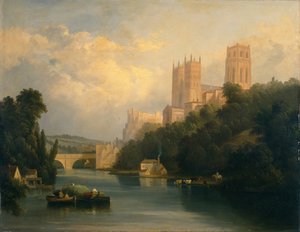 Catedral de Durham (óleo sobre tela) de Anthony Vandyke Copley (attr. to) Fielding
