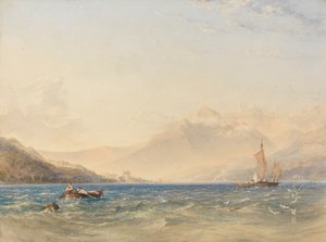 O Chefe do Loch Fyne, com o Castelo de Dindarra de Anthony Vandyke Copley Fielding
