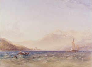 O Chefe do Loch Fyne, com o Castelo de Dindarra, 1850 (wc, bodycolour over graphite on paper)
