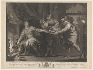 Manius Curius Dentatus Weigert de geschenken van de Samnieten
Marcus Curius Dentatus rejeitando os subornos dos Samnitas (título sobre o objecto)